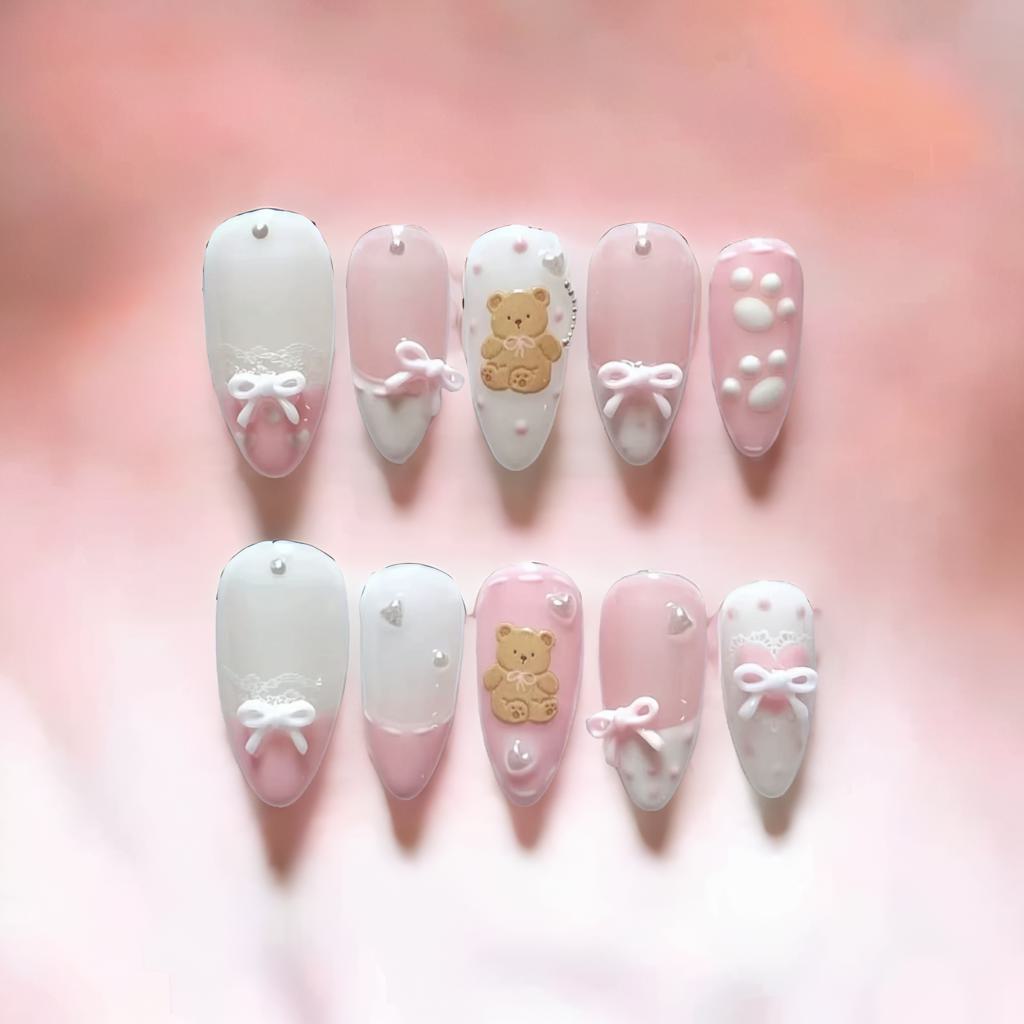 Pink Teddy Coquette Press-On Nails